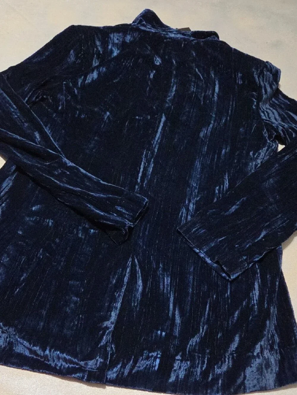Navy Crushed Velvet Tailored Blazer